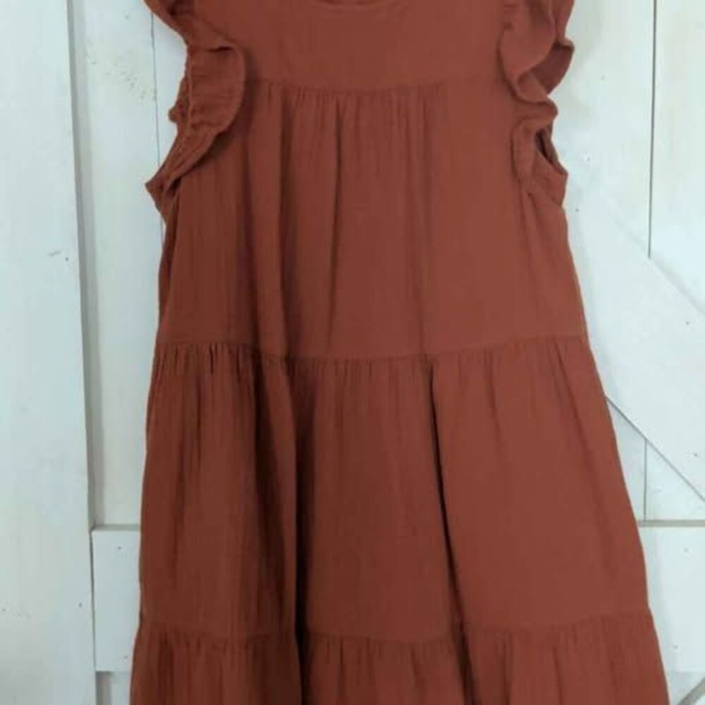 J.CREW Tiered Ruffle Cap Sleeve Mini Dress Rust Size 4